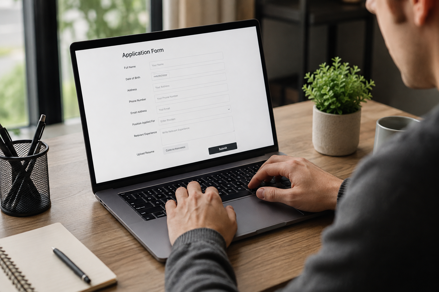 Person filing an FTC complaint online on a laptop