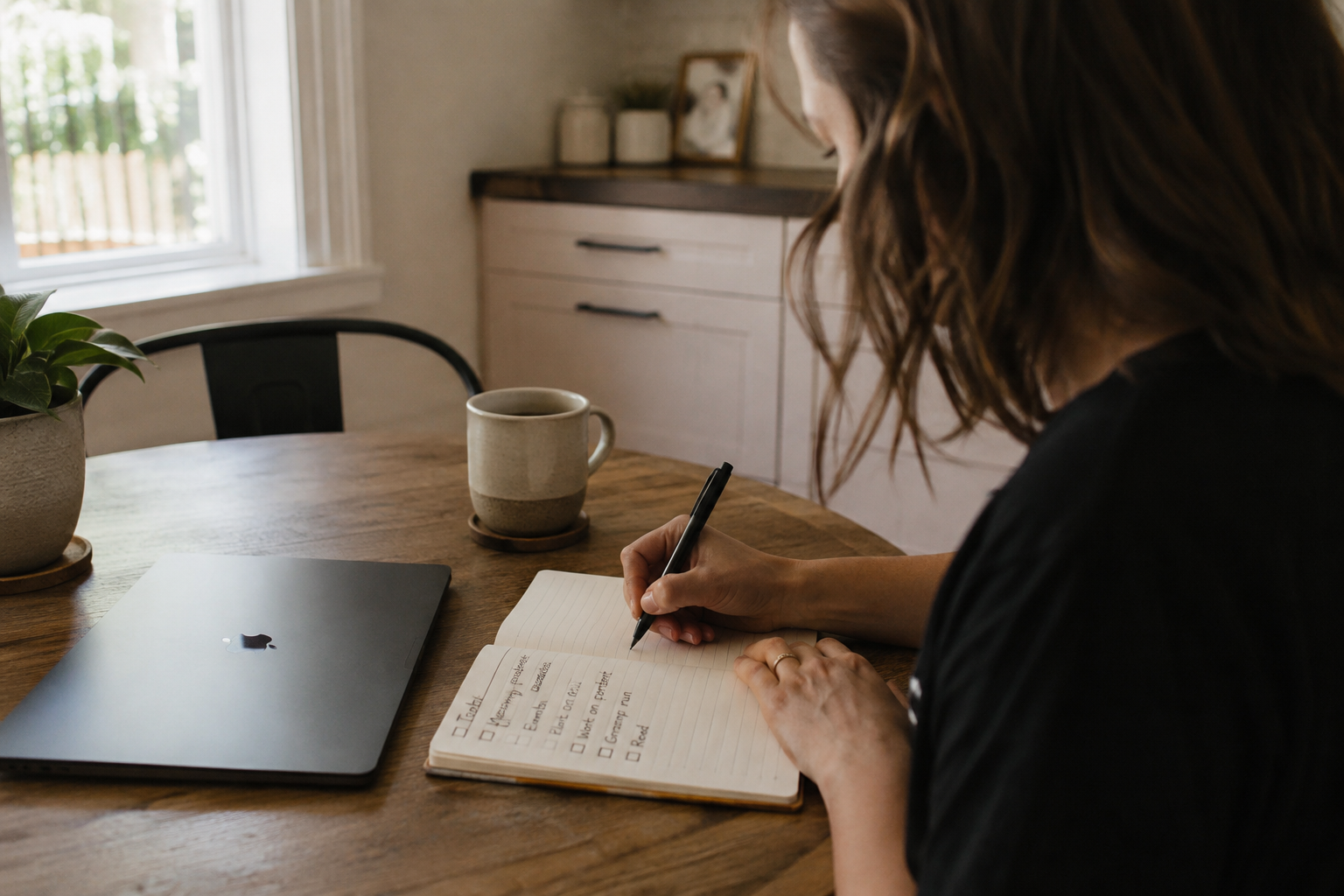 Person completing a skills audit checklist to plan virtual assistant services